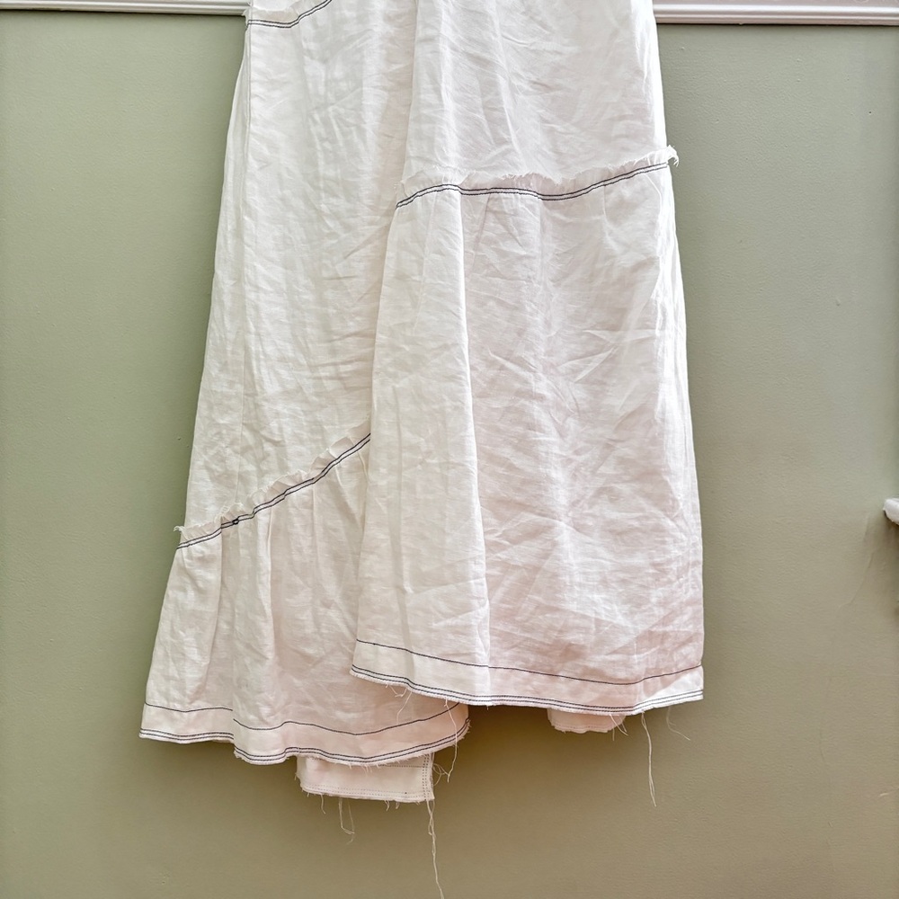 Anthropologie V-Neck Linen Corset Midi Dress - Picture 7 of 9